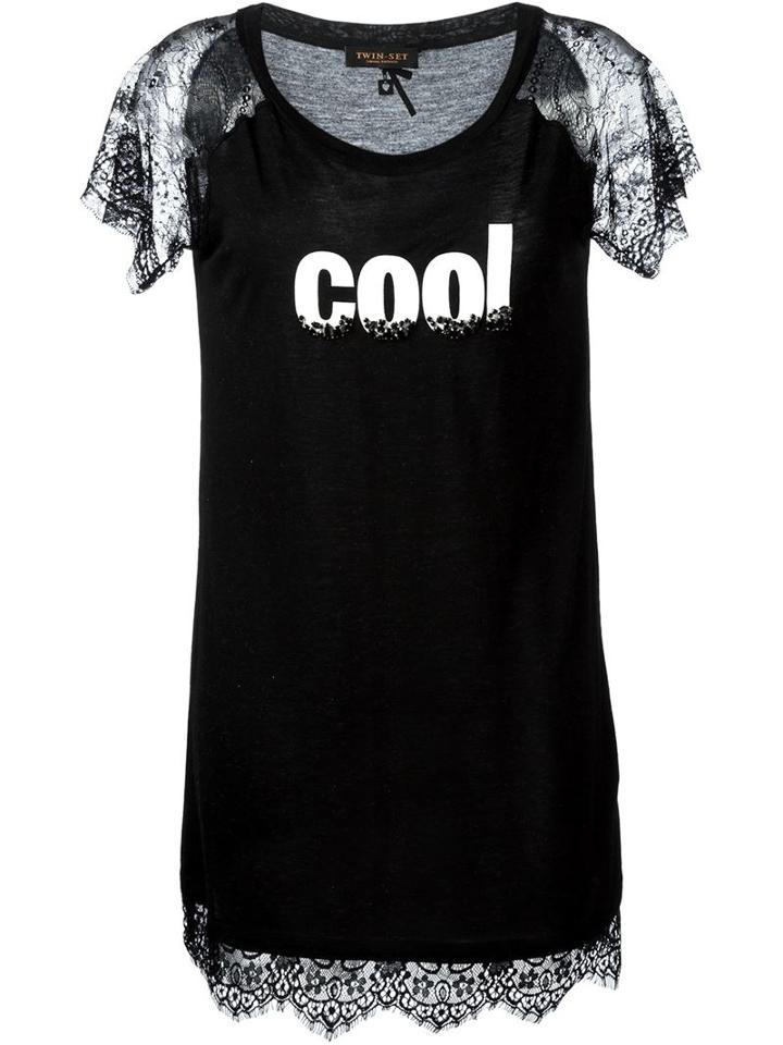 Twin-set Lace Sleeve Oversized T-shirt