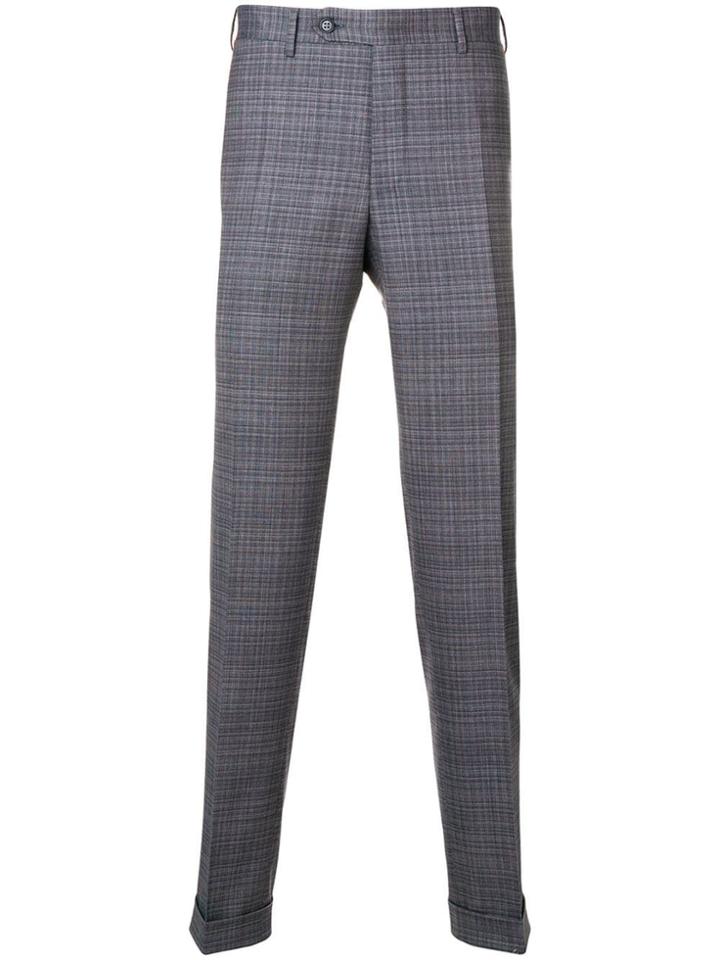 Canali Checked Tailored Trousers - Grey