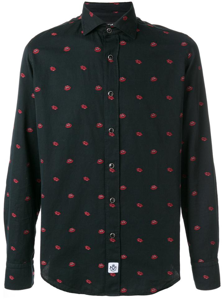 Hydrogen Lips Printed Shirt - Black