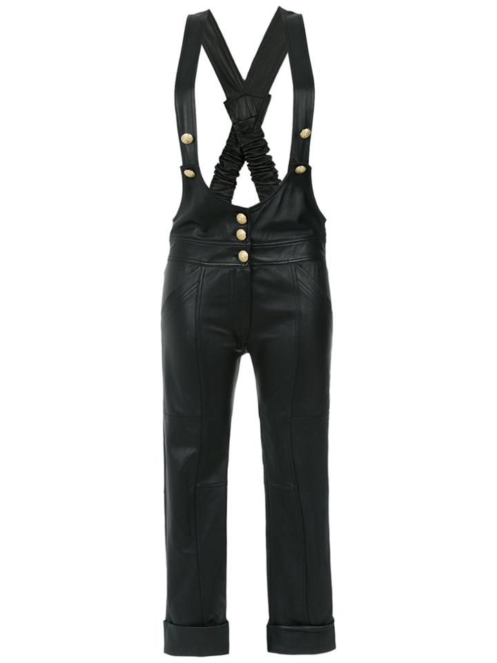 Andrea Bogosian Leather Dungarees - Black