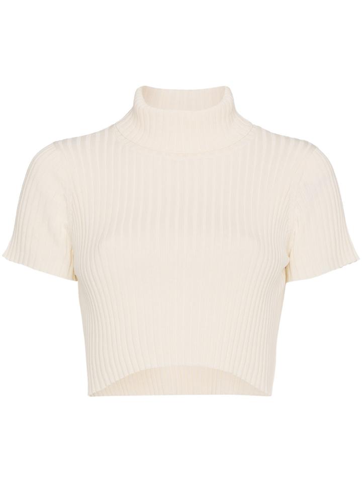 Staud Cropped Rib Top - White