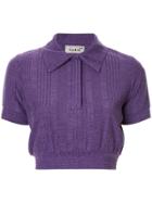 Bambah Cropped Knit Polo Shirt - Purple