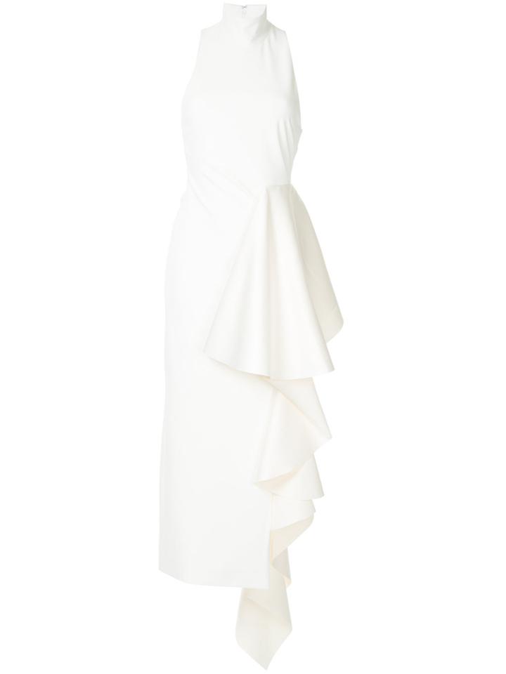 Solace London Draped Side Asymmetric Dress - White