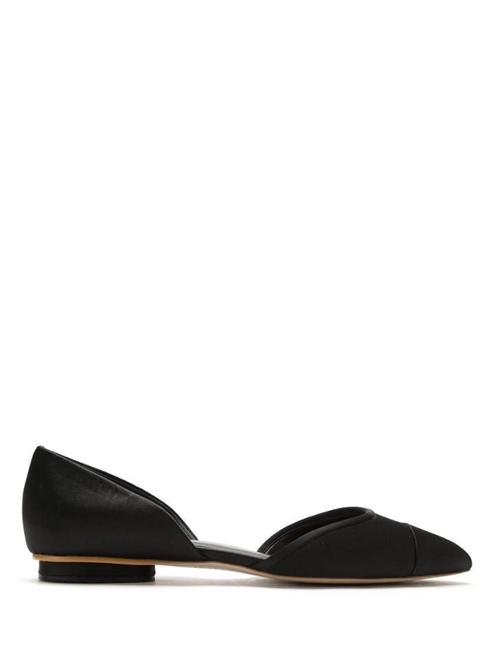 Sarah Chofakian Satin Leather Ballerina Shoes - Black