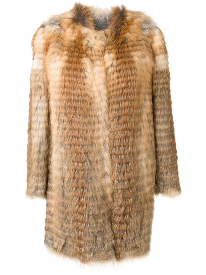 Liska Midi Trimmed Coat - Brown