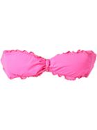 Amir Slama Ruffled Trim Bandeau Bikini Top - Pink & Purple