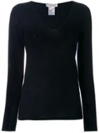Le Tricot Perugia Long Sleeved V-neck Sweater - Blue