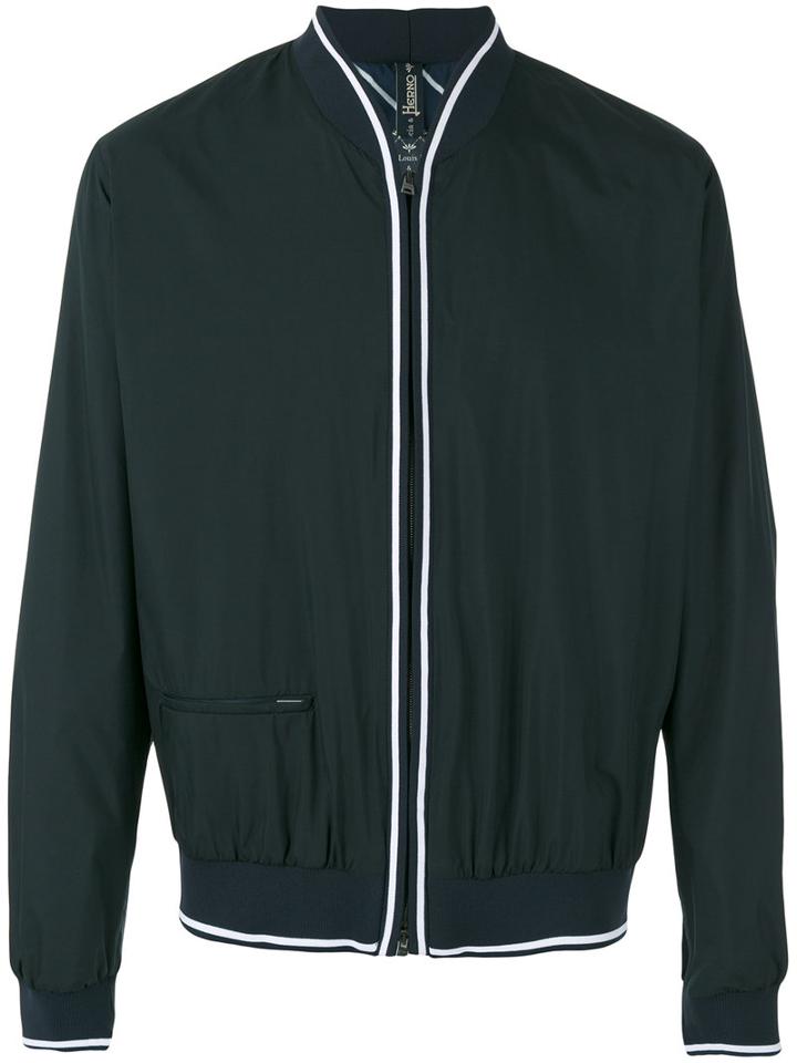 Herno Welt Pocket Bomber Jacket, Men's, Size: 52, Blue, Polyamide/polyester/spandex/elastane