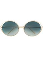 Linda Farrow Round Oversized Sunglasses - Metallic