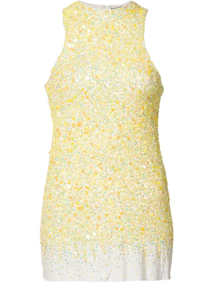 Haider Ackermann Sequinned Tank, Women's, Size: Small, Yellow/orange, Silk/cotton/spandex/elastane/sequin
