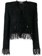 Balmain Fringed Tweed Jacket - Black