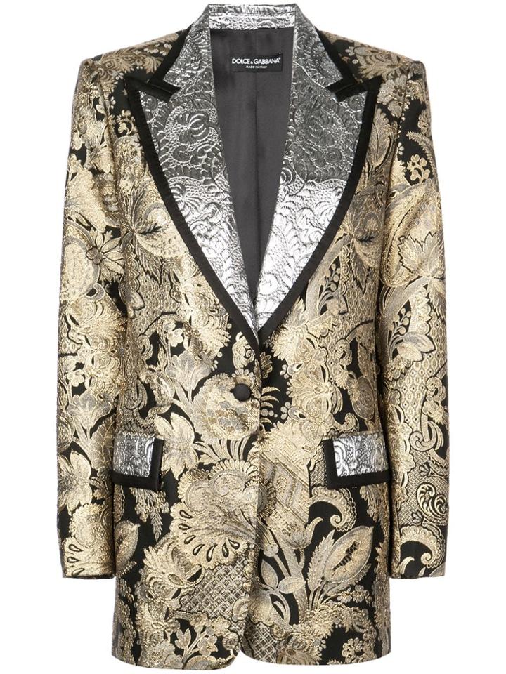 Dolce & Gabbana Jacquard Jacket With Contrasting Lapels - Black
