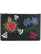 Dolce & Gabbana Heart Crest Print Clutch - Black