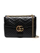 Gucci Black Gg Marmont Large Leather Shoulder Bag