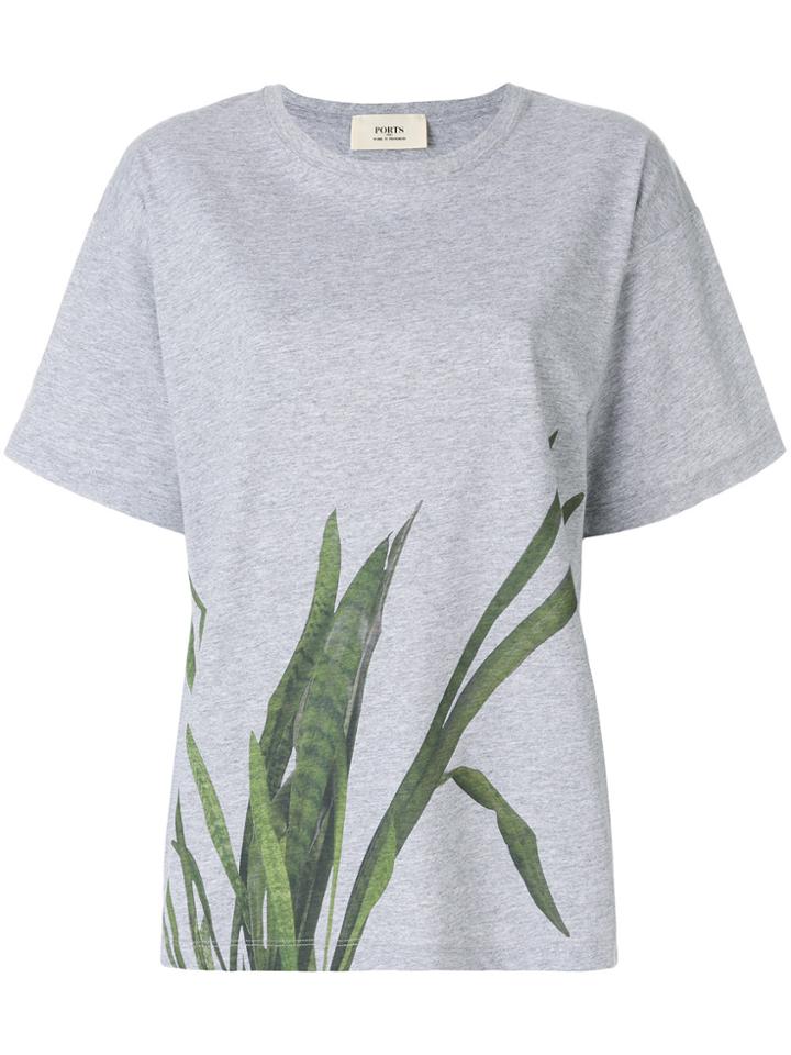 Ports 1961 Leaf Print Oversized T-shirt - Grey