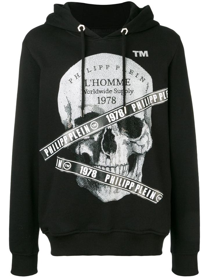 Philipp Plein Logo Skull Hoodie - Black