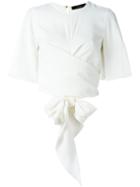 Ellery Flutter Sleeve Wrap Blouse, Women's, Size: 4, White, Viscose