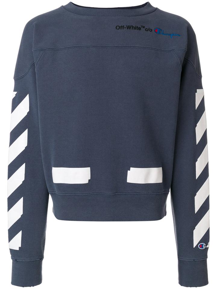 Off-white Off White X Champion Crew Neck Sweatshirt - Blue