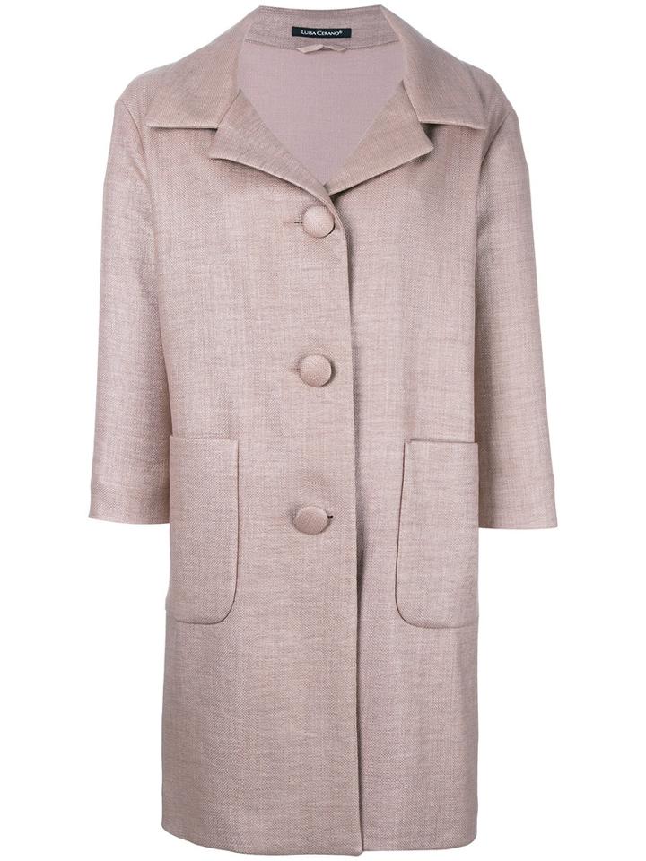 Luisa Cerano Three-quarters Sleeve Buttoned Coat, Women's, Size: 36, Pink/purple, Cotton/polyamide/viscose/polyester