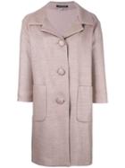 Luisa Cerano Three-quarters Sleeve Buttoned Coat, Women's, Size: 36, Pink/purple, Cotton/polyamide/viscose/polyester