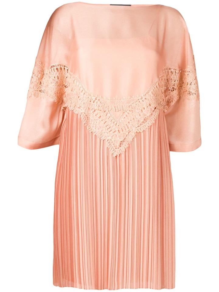 Alberta Ferretti Embroidered Plisse Dress - Pink