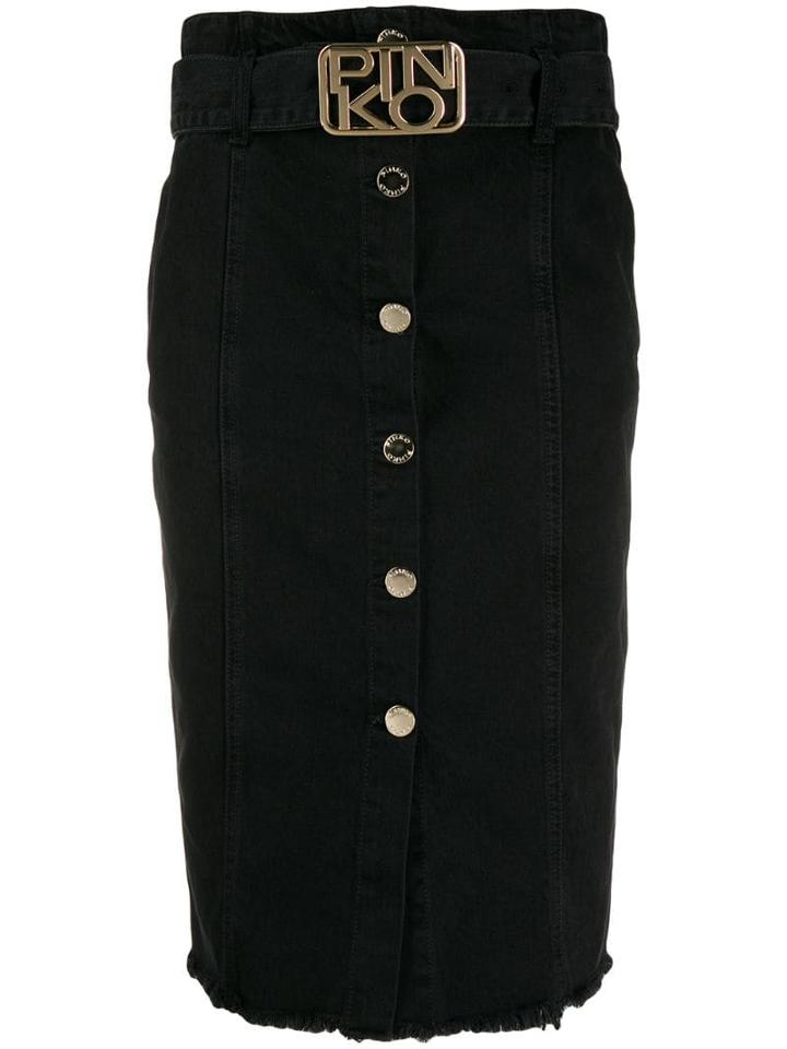 Pinko Logo Buckle Midi Skirt - Black
