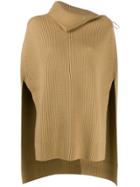 Paco Rabanne Roll Neck Poncho Top - Neutrals