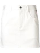 Miu Miu Striped Logo Miniskirt - White