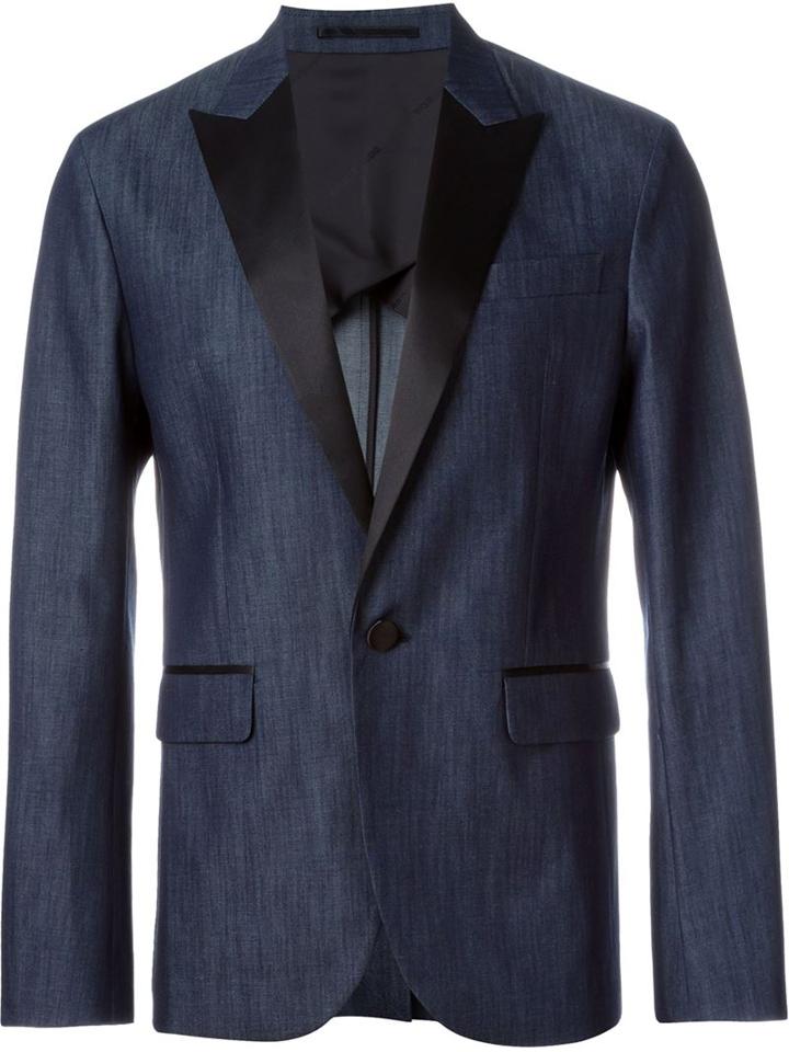 Dsquared2 Denim Effect Blazer, Men's, Size: 46, Blue, Cotton/silk/polyester