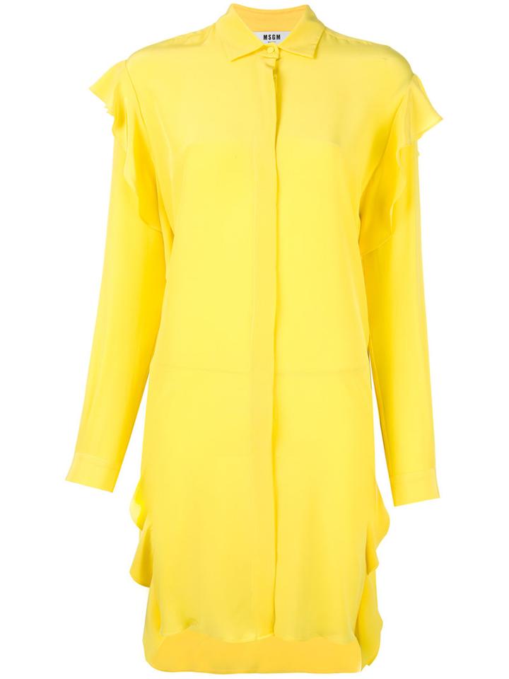 Msgm Ruffled Detail Dress, Women's, Size: 42, Yellow/orange, Silk