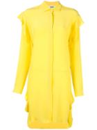 Msgm Ruffled Detail Dress, Women's, Size: 42, Yellow/orange, Silk