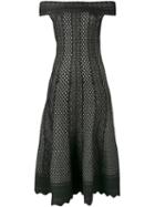Alexander Mcqueen Off-shoulder Printed Midi Dress, Women's, Size: Medium, Black, Viscose/silk/polyester