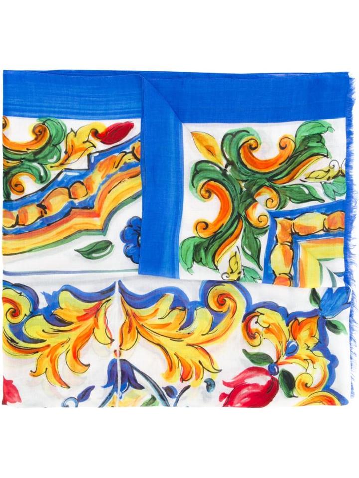 Dolce & Gabbana Majolica Print Scarf, Women's, Modal/cashmere