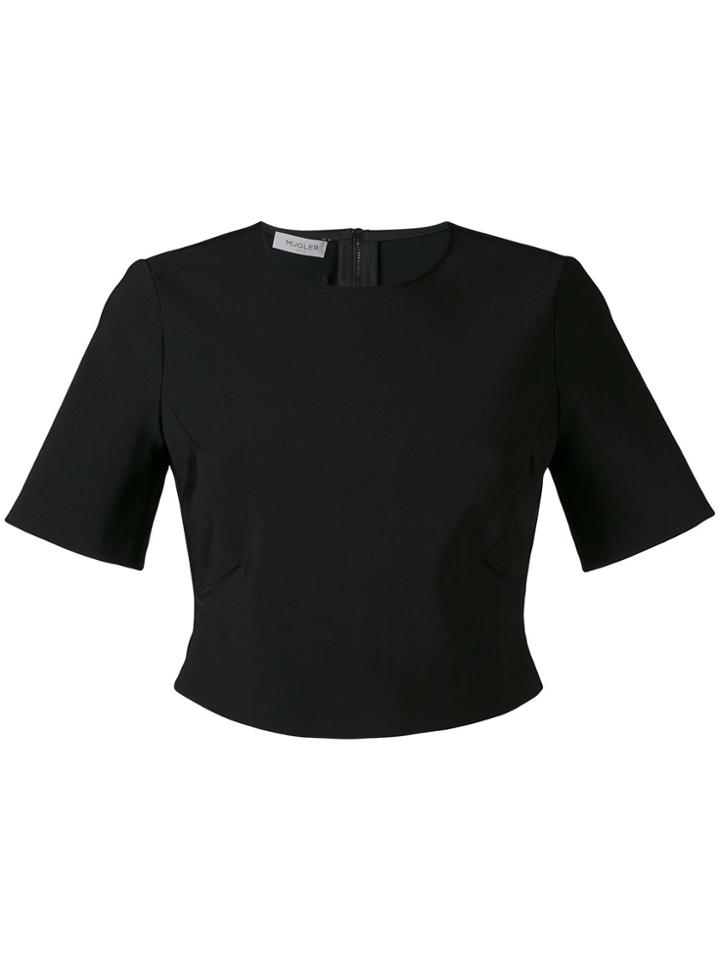 Mugler Cropped Short Sleeve Top - Black