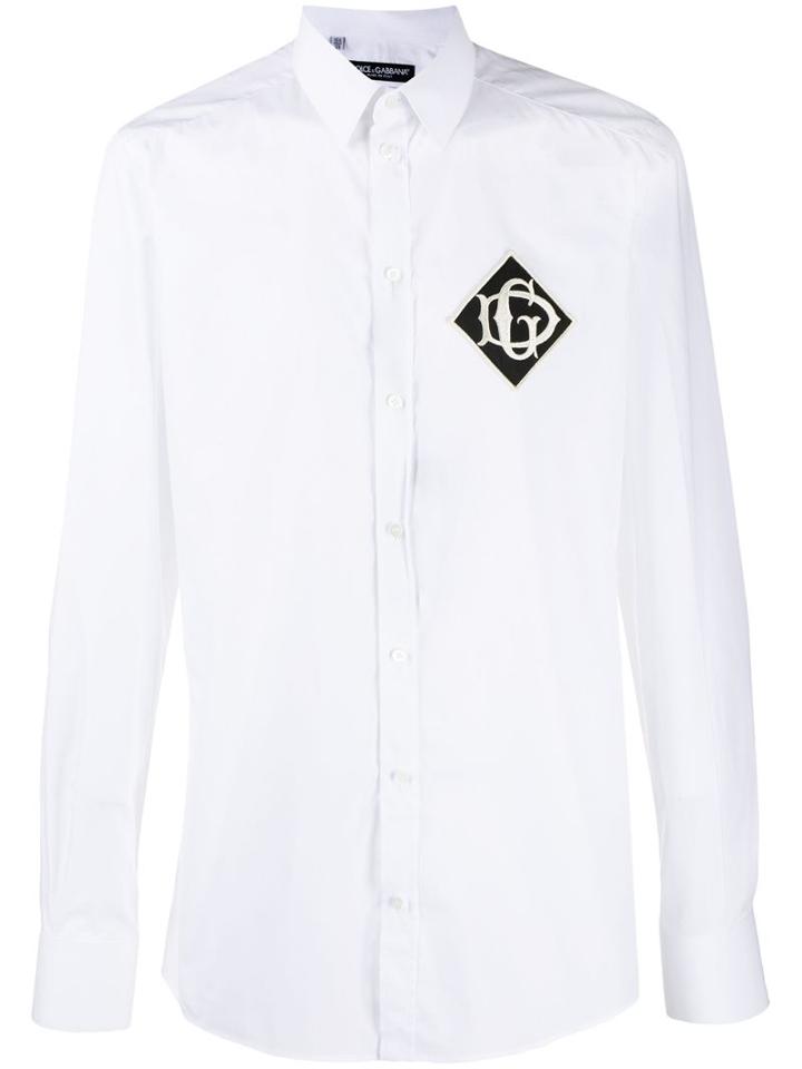 Dolce & Gabbana Embroidered Logo Patch Shirt - White