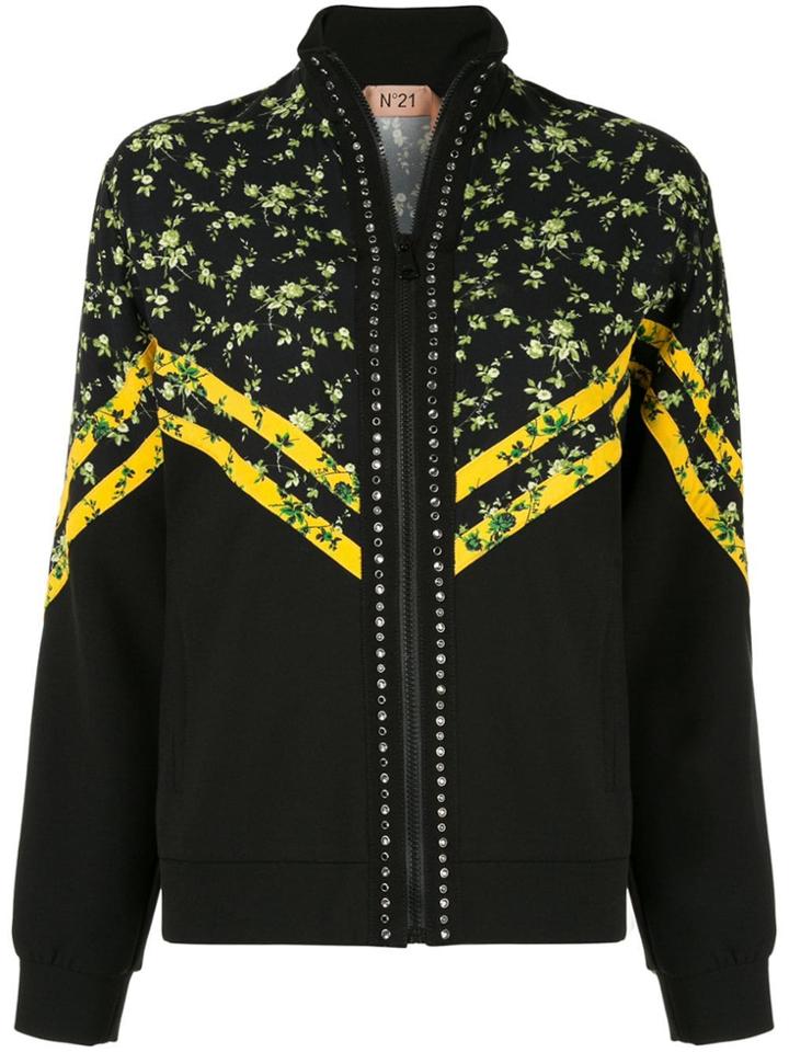 No21 Floral Zipped Jacket - Black