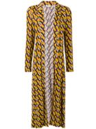Siyu Geometric Print Duster Coat - Yellow & Orange