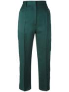 Mm6 Maison Margiela Cropped Trousers, Women's, Size: 42, Green, Linen/flax/viscose