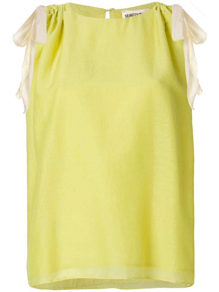 Semicouture Shoulder Tie Blouse - Yellow & Orange