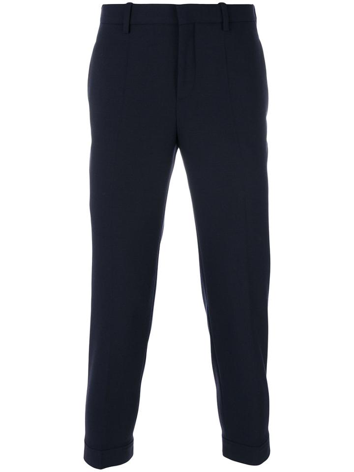 Neil Barrett - Cropped Trousers - Men - Cotton/polyester/spandex/elastane/virgin Wool - 48, Blue, Cotton/polyester/spandex/elastane/virgin Wool