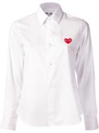 Comme Des Garçons Play Embroidered Heart Shirt, Women's, Size: Large, White, Cotton