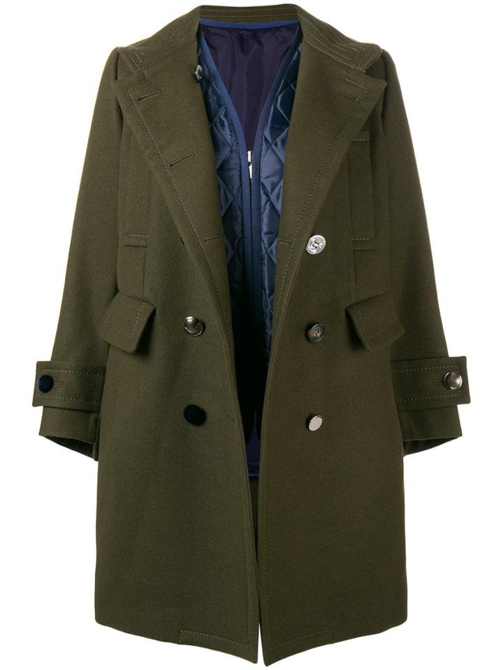 Sacai Sacai Ls Coat Knee Lngth Db - Green