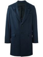 Ami Alexandre Mattiussi Notched Lapel Mid Coat, Men's, Size: 48, Blue, Cotton/polyamide/acetate/wool