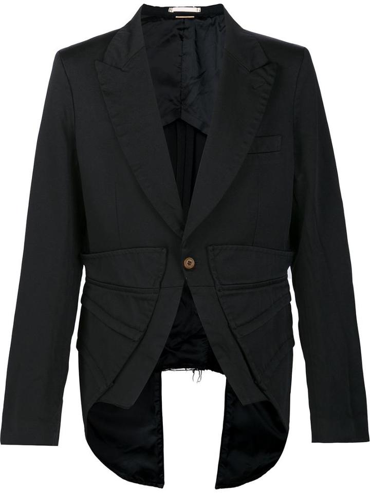 Comme Des Garçons Homme Plus Panelled Tail Blazer, Men's, Size: Medium, Black, Polyester