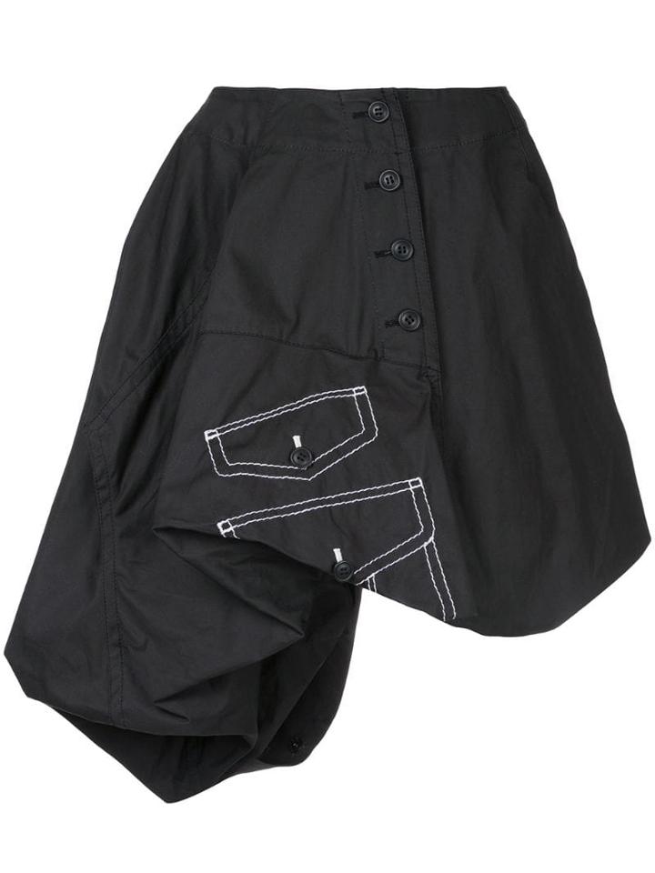 Comme Des Garçons Flowing Skirt With Contrast Stitch Detail - Black