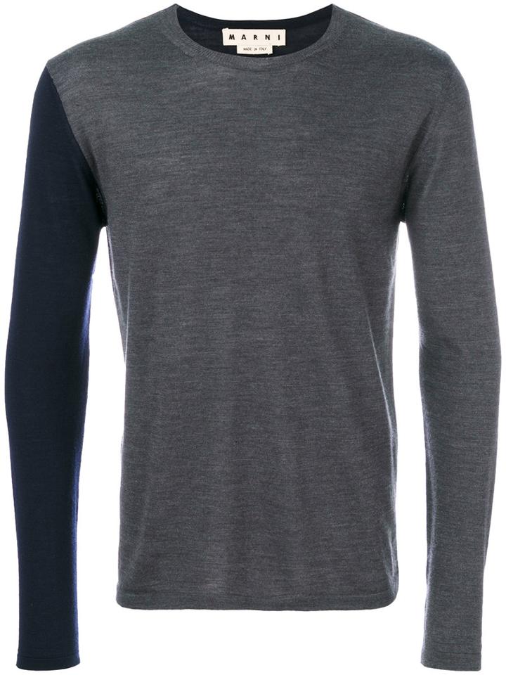 Marni - Two Tone Crew Neck Sweater - Men - Wool - 50, Grey, Wool