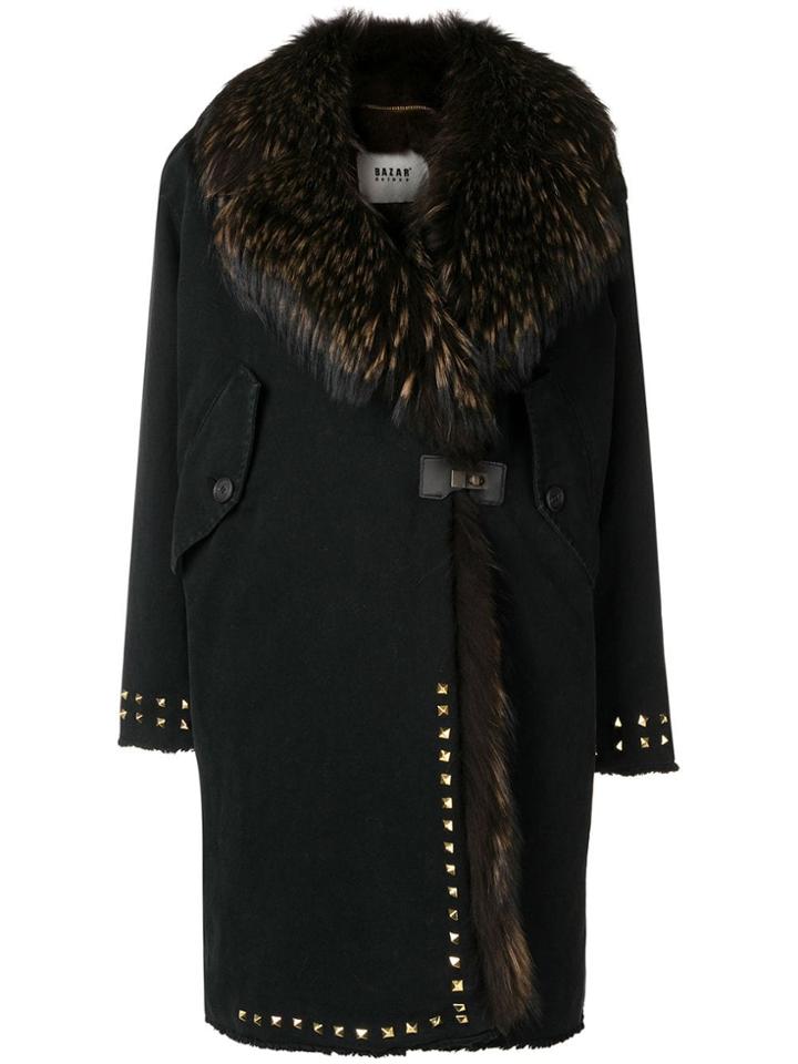 Bazar Deluxe Trimmed Mid-length Coat - Black