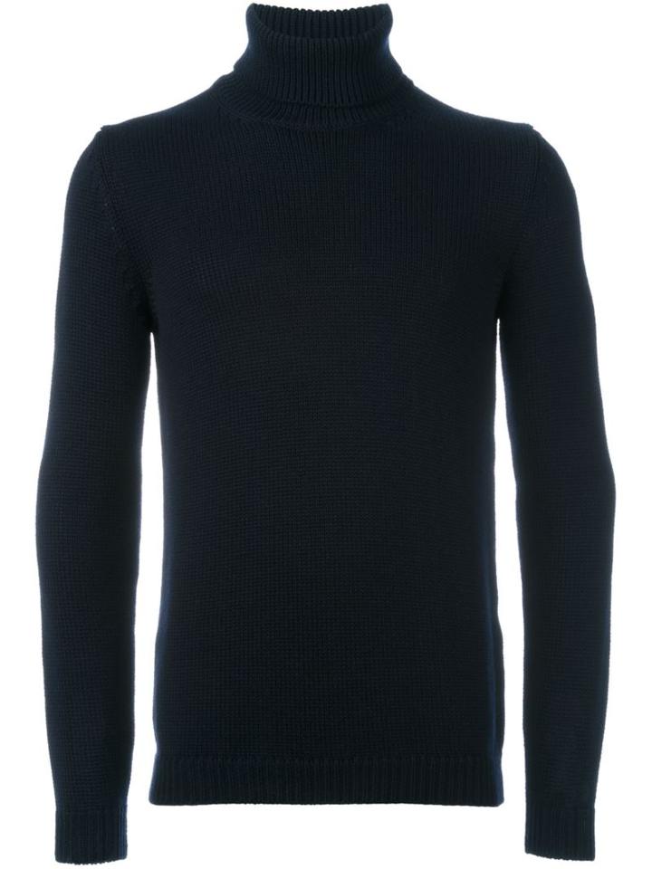 Roberto Collina Turtle Neck Jumper, Men's, Size: 50, Blue, Merino