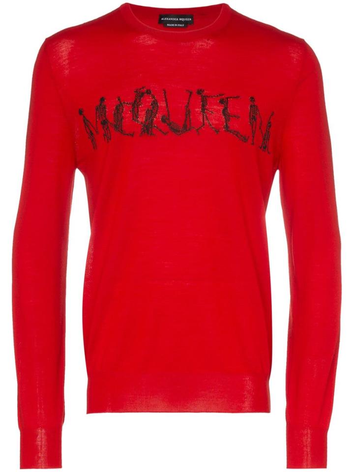 Alexander Mcqueen Amcq Text Swt Blk - Red