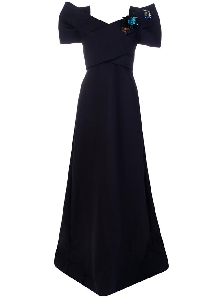 Delpozo Puff Sleeve Gown - Blue